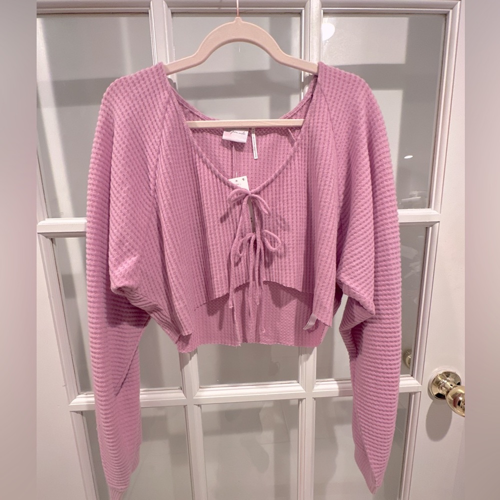 🌸URBAN OUTFITTERS🌸 Waffle double tie front spring loose fit top